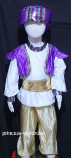 4pc Set Aladdin Turban Outfit Boys Kids Child Party Costume Set Size 