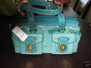 coach turquoise legacy patent satchel purse bag 13517 time left