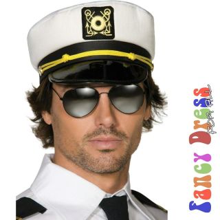 SHIPS CAPTAIN FABRIC CAP HAT WITH PVC PEAK Navy Fancy Dress