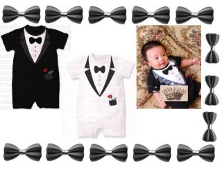 baby boy party fake tuxedo suit bowtie one piece 3 12m