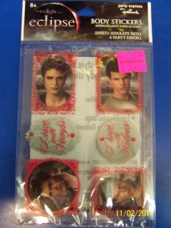 twilight eclipse movie birthday party favor body stickers time left