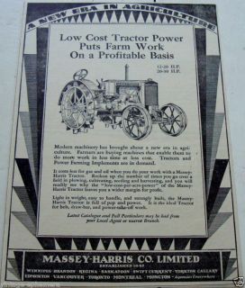 1930 massey harris tractor 12 20 hp farm canada ad