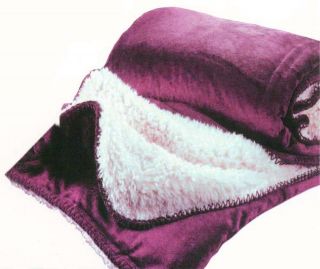 Purple Cream Microfiber Wool Sherpa Borrego Plush High Pile Fuzzy 