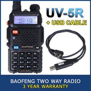 BAOFENG UV 5R Dual Freq UHF/VHF Two Way Radio + free USB Prog Cable 