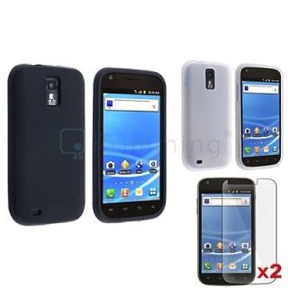 Black+White Skin Gel Soft Case+2x LCD Cover For Samsung Galaxy S2 T989 