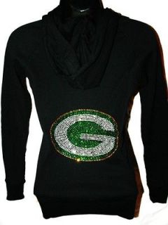 Bedazzled Green Bay Packers Bling Womens Hoodie MAJOR BLING ALL SIZES 