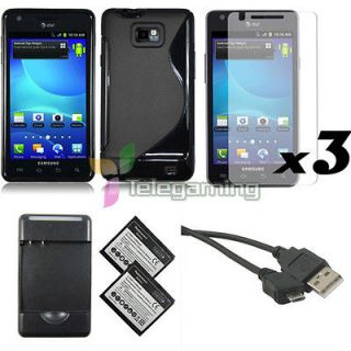 BLACK GEL TPU COVER CASE+Battery+CHARGER+USB for. AT&T SAMSUNG GALAXY 