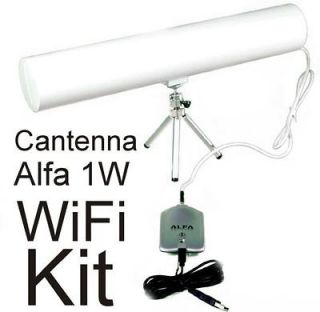 WiFi Cantenna Kit with Alfa 1000mW USB Adapter   Includes Tripod 