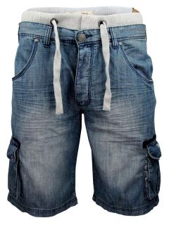 mens denim jean cargo shorts tokyo laundry blue