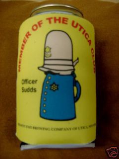 utica club beer can coolie set of 2 officer sudds