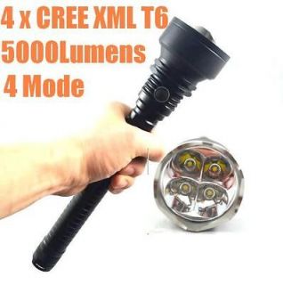 5000 Lumens 4 x CREE XML XM L T6 LED Flashlight Torch, 4 Mode, 18650 
