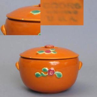 Coors Rosebud Colorado Pottery Orange Sm Triple Serve Casserole AS IS 