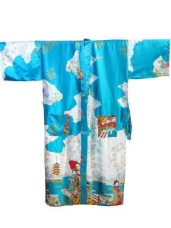 Blue Chinese Red Womens Silk Robe Kimono Gown nighty clothes S,M,L,XL 