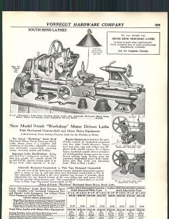 1938 AD South Bend Precision Lathes 9 Workshop Horizontal Delta Drill 