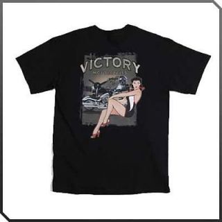 New Mens Genuine VICTORY Motorcycle Black LUCKY FIGHTER TEE
