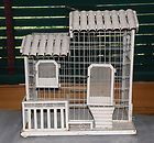 ANTIQUE VILLA STYLE WHITE METAL BIRD CAGE WITH FANTASTIC DETAILS