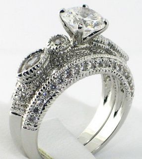 romantic antique 2 49 ct cz bridal engagement wedding ring