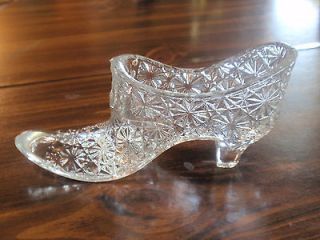 vintage fenton glass high heel slipper shoe bow time left