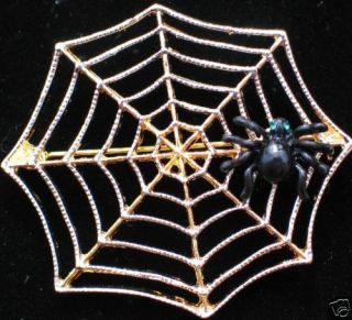 halloween black widow tarantula spider web pin brooch time left