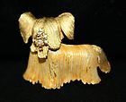 211. Vintage bobble head Maltese dog costume jewelry pin w 