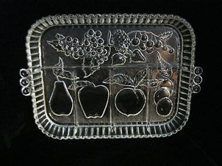 VINTAGE CLEAR PRESSED GLASS RELISH OR FRUIT DISH WITH 5 SECTIONS 