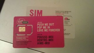 Virgin Mobile Canada New SIM Card*Bell Mobility*Talk or Data*Prepaid 