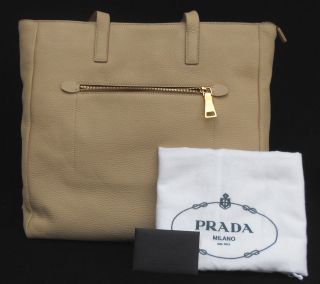 Authentic Prada COA Leather Vitello Daino Purse Tote Shopper Bag MSRP 