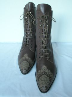 Vivienne Westwood Gents Brown Calf Leather Tall Lace Up Dress Boots 
