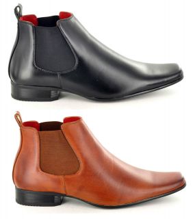 New Mens Italian Style Leather Lined Formal Chelsea Ankle Boots UK 