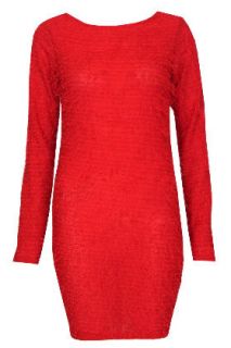 WOMENS LADIES FLUFFY KNITTED LONG SLEEVE SEQUIN BODYCON DRESS UK SIZE 
