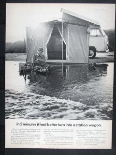 1968 VOLKSWAGEN Campmobile magazine Ad Camper Bus Vacation Travel 