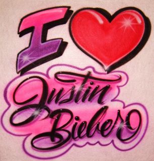 airbrush t shirt with i heart justin bieber more options
