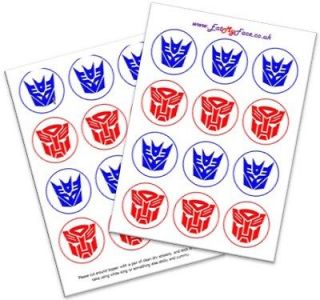 Newly listed 24x TRANSFORMERS Edible Fairy Cup Cake Toppers Decoration 