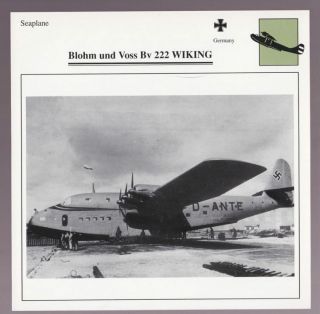 blohm und voss bv 222 wiking airplane picture spec card