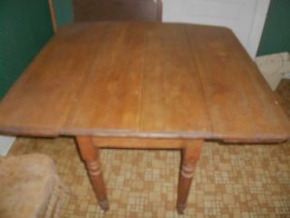 antique ash wood drop leaf kitchen table and 2 chairs