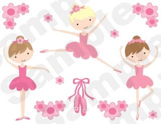 PINK BALLERINA DANCE GIRLS BABY NURSERY CHILDRENS WALL BORDER STICKERS 