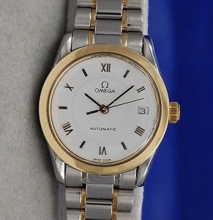   Womens Omega Speedmaster 18K Gold & SS Watch   Automatic   White Dial