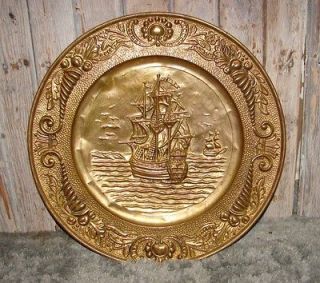 vtg peerage ship brass 14 1 2 plaque made in
