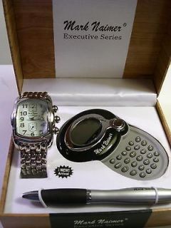 Mark Naimer Stainless Steel Quartz Watch, Calculator, Pen Set 