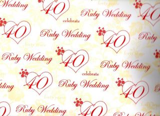 ruby wedding anniversary gift wrap 40th wrapping paper 2 x
