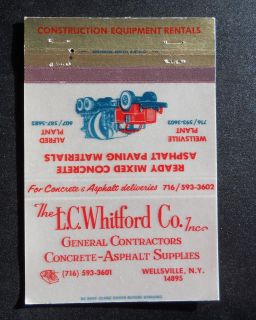   Whitford Co., Inc. Concrete Asphalt Wellsville NY Allegany Matchbook