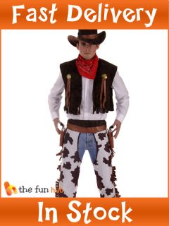 Mens Cowboy Outfit Western Wild West Sheriff Rodeo Fancy Dress Costume