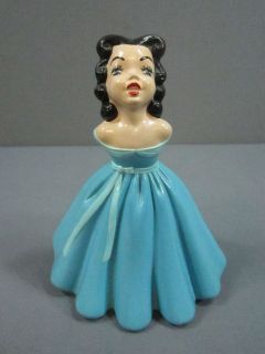 Holland Mold Southern Belle Ceramic Figure Blue Dress Dark Hair Lady 