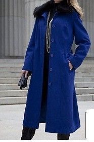 ladies womens winter wool blend long coat faux fur jacket plus size 
