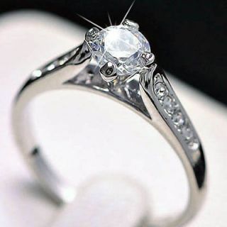 White Gold gp lab Diamond Round Cut Engagement Wedding Party Ring Size 