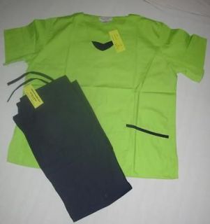 NWT Womens Nursing Uniform Scrub Set Lime Navy Trim ~ Choose Size XS 