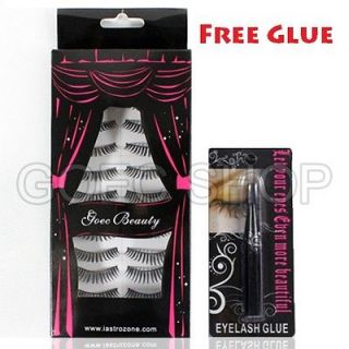   Fiber Black False Eyelashes / Makeup Eye Lash + Free Glue B16