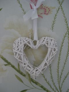 WHITE WICKER OPEN HEART WEDDING HANGING DECORATION RUSTIC WILLOW 