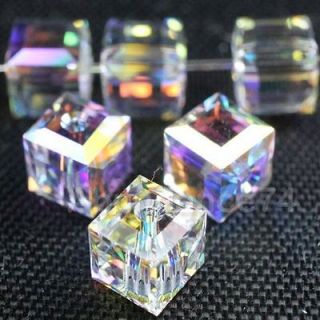 pcs Swarovski 5601 6mm Cube Crystal Bead Clear AB