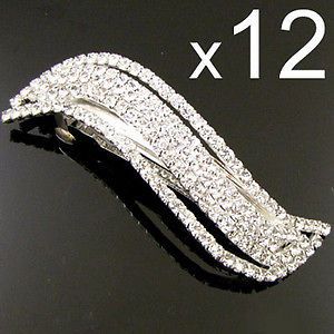 wholesale 12 clear rhinestone hair barrette clip bridal from china